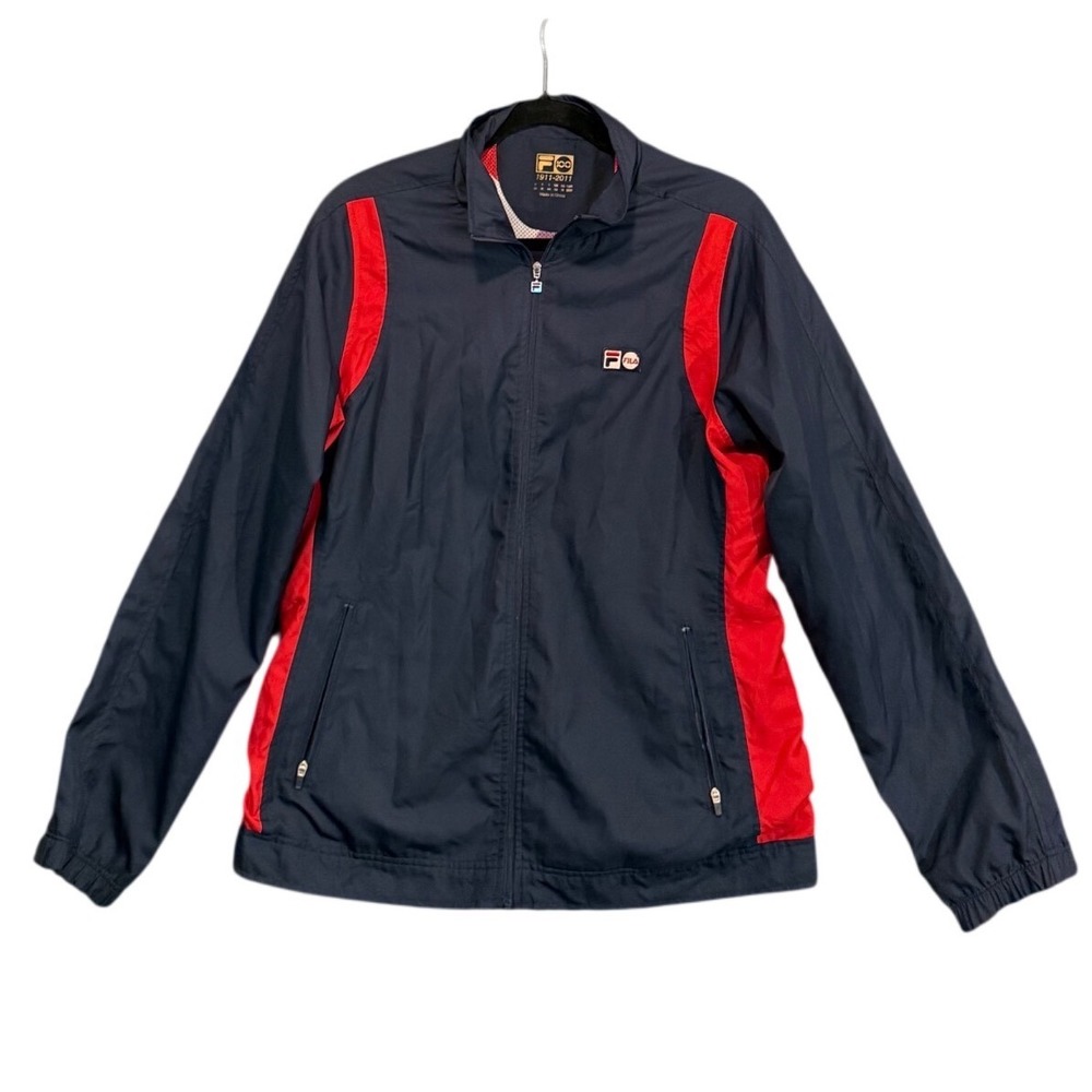 VTG FILA Sporty 100th‎ Anniversary Centenario Windbreaker Jacket Navy Lining M
